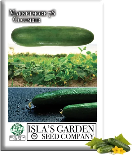 Marketmore - 76 semillas de pepino en rodajas para plantar, más de 50 semillas tradicionales por paquete, semillas de jardín de Isla (semillas de