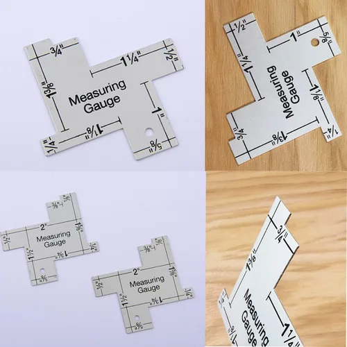 Miniatura 3 de Semetall Paquete de 2 mini medidores de mano de 2 pulgadas para coser y patchwork, plástico, plateado