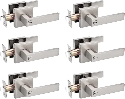 Miniatura 19 de Priobrico - Manija de puerta interior de bronce aceitado con cerradura, manijas de puerta de privacidad para dormitorio, perillas modernas de puerta