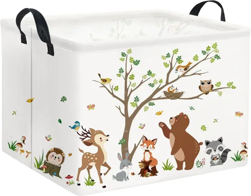 Cesta rectangular de almacenamiento para niños, cesta de almacenamiento para bebés con asas para la cocina del hogar, lindo organizador de juguetes