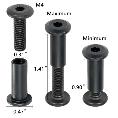 Miniatura 4 de 25 tornillos hexagonales negros y tuercas de barril M6x20mm para muebles, tornillos hexagonales negros y tuercas de barril, tornillos de fijación