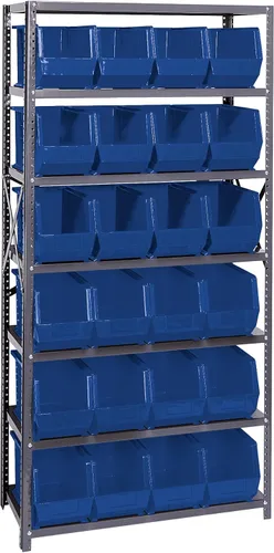 Miniatura 562 de Quantum QSBU-245BK Heavy Duty Shelving Unit with (7) Shelves and (24) QUS245 Black Bins for Garage Warehouse Storage Distribution 400 lb Load