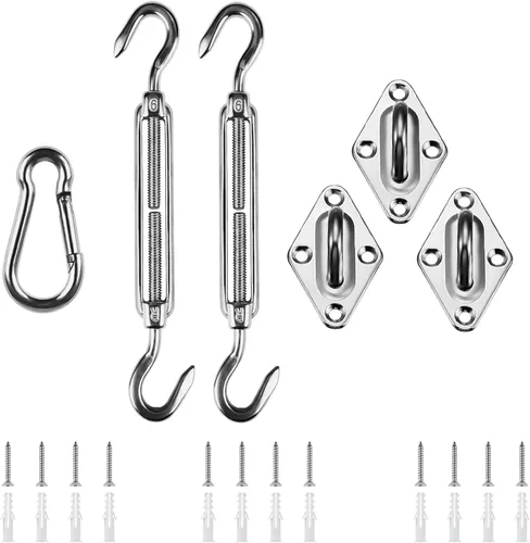 Miniatura 9 de HOMPER, juego de accesorios para toldos, kit de hardware resistente de acero inoxidable para toldos de jardín en forma de triángulo, cuadrado