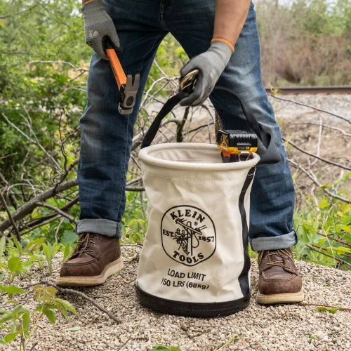 Miniatura 3 de Klein Tools 5109SLR Bolsa para herramientas de lona, bolsa de herramientas multiusos con fondo de plástico con orificios de drenaje, con capacidad