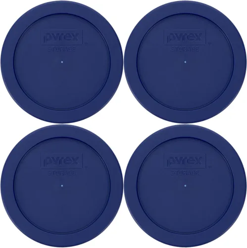 Pyrex 7200-PC 2-Taza Azul Tapa de Reemplazo para Almacenamiento de Alimentos (Paquete de 4) - Fabricado en EE. UU