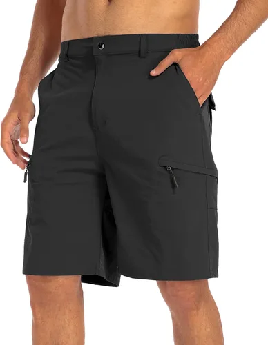 Lesemisi Pantalones cortos tipo cargo para hombre de secado rápido ligeros para camping senderismo pesca con 6 bolsillos