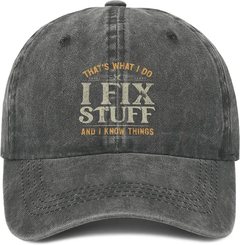 Miniatura 13 de I Fix Things Hat, I Fix Stuff and Know Things Sombrero para hombres, Thats What I Do I Fix Stuff Hat, Hat I Fix Stuff 8 (negro)