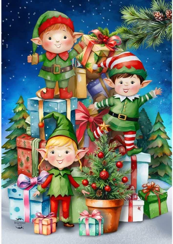 Miniatura 14 de Briarwood Lane - Bandera para casa con enanos de invierno, temática de Navidad, con gorro de Santa, humor, 28 x 40 pulgadas Gnomos de invierno