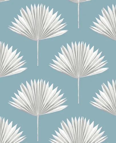 Miniatura 10 de NextWall Papel tapiz tropical para despegar y pegar con palmeras (azul marino)