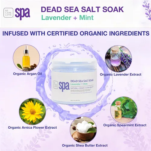 Miniatura 2 de BCL SPA Sal del Mar Muerto - Sal de baño con lavanda orgánica + menta, manteca de karité, árnica, jugo de aloe vera, manzanilla, aceite de argán