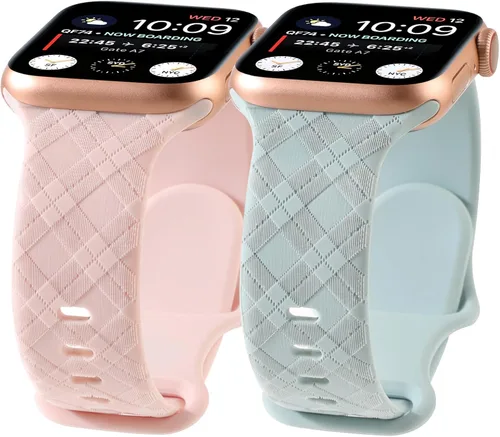 Miniatura 10 de Correas grabadas a cuadros compatibles con Apple Watch Band de 1.575 in 1.614 in 1.496 in 1.654 in 1.732 in 1.772 in 1.929 in, correa deportiva