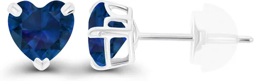 Miniatura 2 de Solid 925 Sterling Silver Gold Plated 5mm Heart Genuine Birthstone Stud Earrings For Women Natural or Created Hypoallergenic Gemstone Stud Earrings