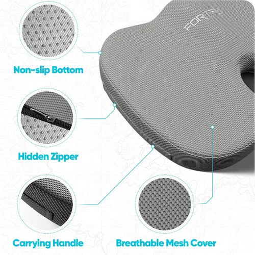 Miniatura 4 de FORTEM Cojín para Asiento, Cojín para Silla de Oficina, Almohada de Apoyo Lumbar para Silla de Oficina, Cojín de Espuma Viscoelástica para Alivio