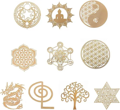 Miniatura 6 de angwang 10 Uds 2.7 in 7 Chakra Cobre Torre Energía Orgonita Pegatina Flor Vida Árbol Pirámide Resina Epoxi Material Fabricación de Joyas