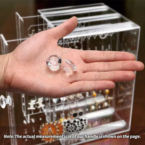 Miniatura 4 de MroMax 2 piezas de mango pequeño, perilla acrílica de diamante, mini perillas autoadhesivas, perilla de tamaño pequeño de 0.748 in de diámetro