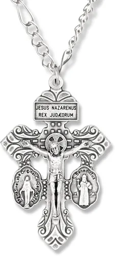 Miniatura 8 de Gifts Catholic, Inc. Lote de 5 Crucifijo de indulgencia de perdón con medalla milagrosa y medalla de San Benito 2 1/8", metal, cerámica, plata