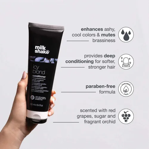 Miniatura 3 de Acondicionador milk_shake icy blond acondicionador tonificante galardonado con pigmento negro para neutralizar el amarillo y el latón en cabello