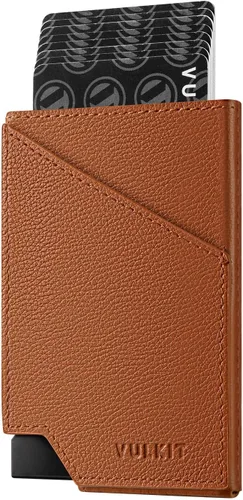 Miniatura 8 de VULKIT Cartera de tarjetas desplegable con bloqueo RFID, funda delgada de aluminio para tarjetas bancarias con bolsillo para dinero de negocios