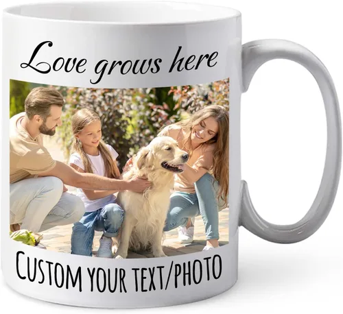 Personalized Mug with Photo Text Picture Logo, Custom 11/15 Oz Coffee Travel Mug, Personalized Father’s Day Birthday Employee Appreciation Gifts for