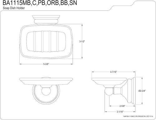 Miniatura 2 de Kingston Brass BA1115BB - Jabonera victoriana para montaje en pared, latón cepillado, 5.38 x 4.44 x 2.75 pulgadas Cobrizo cepillado
