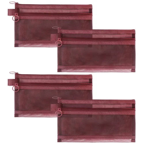Miniatura 7 de Paquete de 6 bolsas de malla para cosméticos, bolsas de maquillaje de nailon con cremallera para el hogar, oficina, bolsa de pañales (negro)