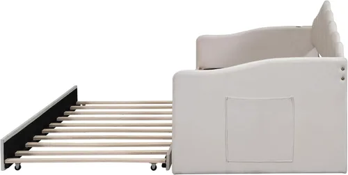 Miniatura 4 de Bellemave Cama diurna tamaño twin con nido para adultos, niños, niñas, adolescentes, camas diurnas con nido para sala de estar, terciopelo, beige