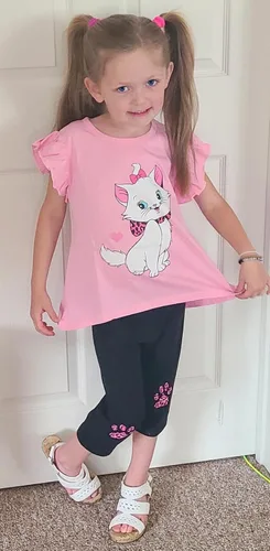 Miniatura 3 de Popshion Conjunto de ropa para niñas de 2 piezas, conjunto de ropa para niños pequeños, manga volada con dobladillo irregular, parte superior
