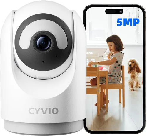 Cámara WiFi para interiores, cámara de seguridad enchufable con conexión inalámbrica, video 3K de 5 MP, panorámica/inclinación, audio de 2 vías,