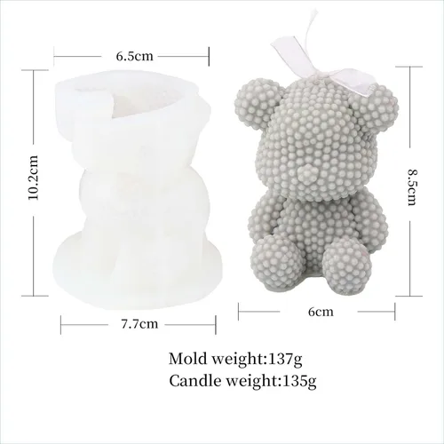 Miniatura 3 de Grainrain Moldes de velas 3D Pilar Silicona Jabón Molde de Oso Hecho a mano de cera de soja (SXY064)