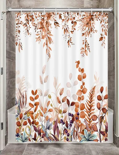 Miniatura 12 de Linda cortina de ducha de otoño para caravana, remolque, baño, campamento, pequeña, estrecha, corta, de tela, decoración de campamento feliz