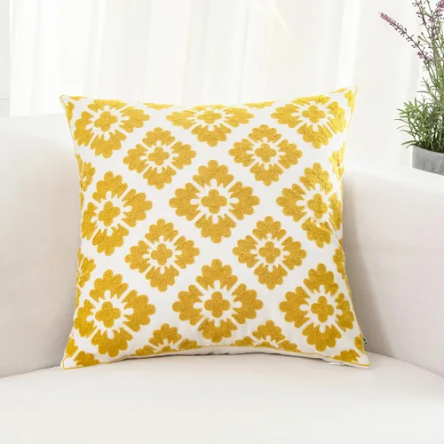 Miniatura 20 de HWY 50 - Fundas decorativas de almohada de 18 x 18 pulgadas en amarillo mostaza, funda de cojín bordada de algodón moderna de estilo rústico