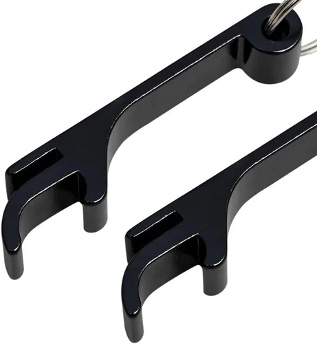 Miniatura 3 de cnomg Abrebotellas de metal, 16 piezas, llavero dividido, llavero de aluminio a granel, barra de garra de bolsillo, refresco, bebida, cerveza, Negro