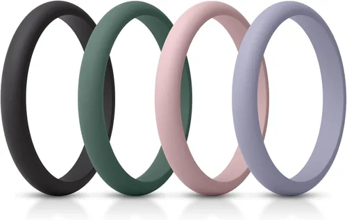 Miniatura 27 de ThunderFit - Realzadores de anillos de silicona delgados y apilables para mujer, alianzas de boda de silicona, 2.5 mm de ancho y 2 mm de grosor