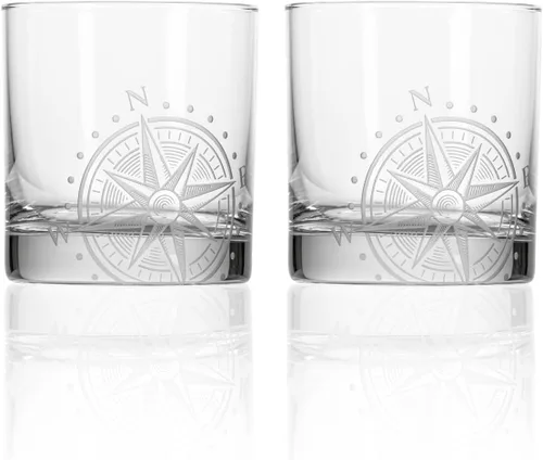 Miniatura 14 de Rolf Glass Compass Star - Vaso de vino sin tallo, vasos sin tallo de 15.75 onzas, juego de 4, cristalería con temática náutica, elegante vaso