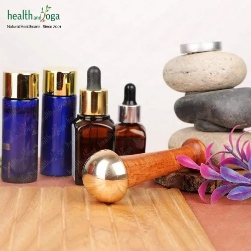 Miniatura 7 de SoulGenie HealthAndYoga™ BronzLift Kansa Masajeador facial y vial de prueba de aceite facial Kumkumadi - Kansa Wand Ayurveda Beneficios del bronce