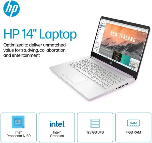 Miniatura 3 de HP 14 Laptop ultraligera para estudiantes y hogar (14" LED, Office 365 de 1 año, Intel 4-Core N150 (>N4120), 4GB RAM, 256GB de almacenamiento