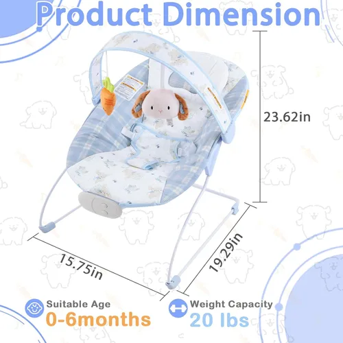 Miniatura 4 de Bouncer para bebés, asiento hinchable para bebés con música y vibraciones, balancín portátil para recién nacidos