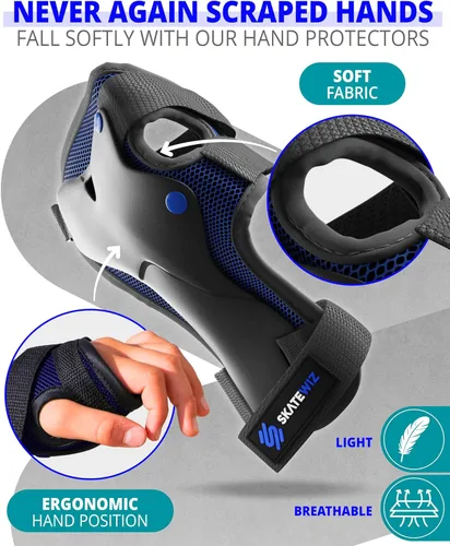 Miniatura 7 de SKATEWIZ Juego de almohadillas de protección para patineta para niños y adultos - Smash - Almohadillas para patines [6 piezas] con protectores