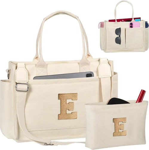 Miniatura 154 de Easter Basket Stuffers, Initial Tote Bag with Makeup Bag, Birthday Gifts for Women, Teen Girl Gifts Trendy Stuff