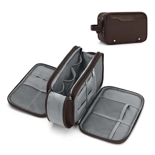 Miniatura 16 de Bolsa de aseo Wedama para hombres, bolsa de aseo colgante de viaje para viajes de negocios, natación, camping, Negro, M, Classic