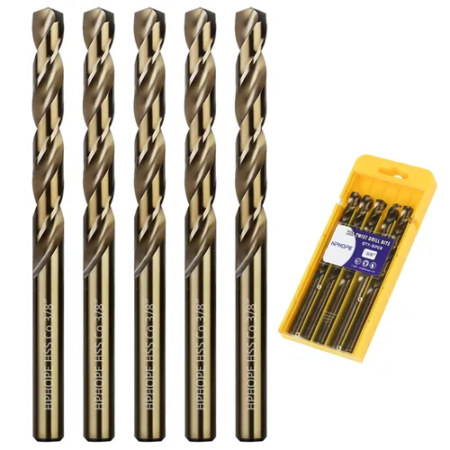 Miniatura 10 de Brocas de cobalto de 1/4 pulgada 10 piezas - Juego de brocas de metal con torsión de HPHOPE M35 HSS, brocas de trabajo de longitud y vástago recto