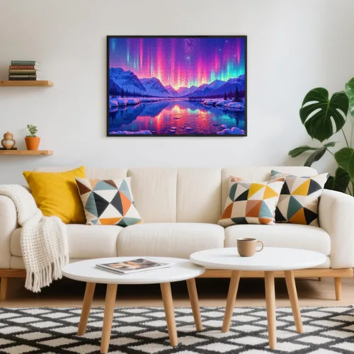 Miniatura 2 de Rompecabezas de auroras boreales para adultos de 1000 piezas, rompecabezas de Aurora Borealis para decoración de pared, alivio del estrés