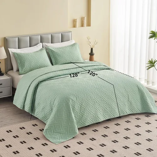 Miniatura 2 de Colchas extragrandes tamaño King de 128 x 120 pulgadas para cama extra alta, tamaño King o Cal King, juego de edredón acolchado, reversible, ligero