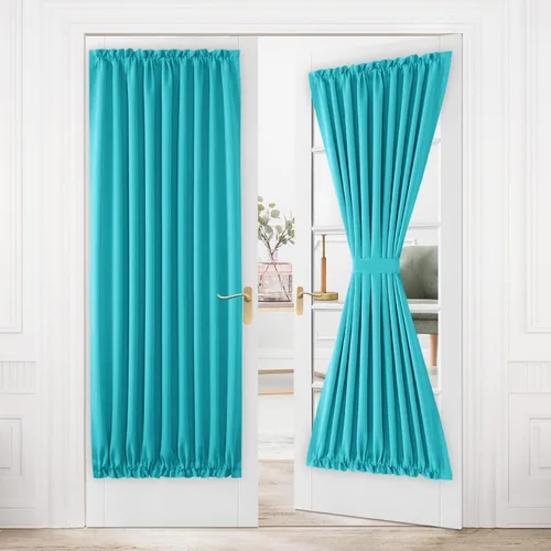Miniatura 14 de DWCN Cortinas para puerta francesa: cortina térmica con bolsillo para barra para puertas con ventana de vidrio, puertas de cocina y patio