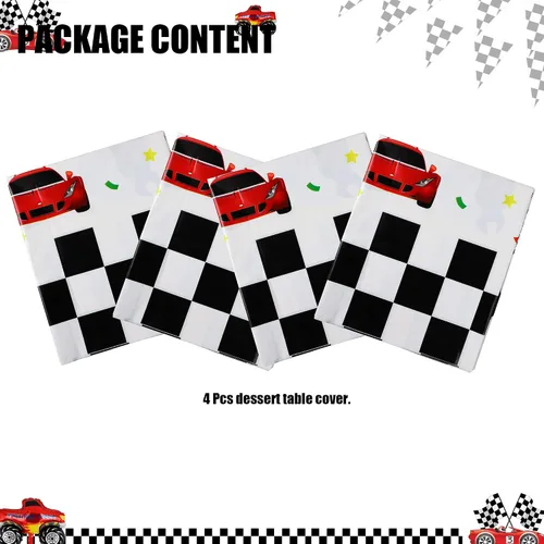 Miniatura 2 de 4 piezas de plástico para mesa de coche de carreras, suministros de decoración de fiesta temática de cumpleaños para niños