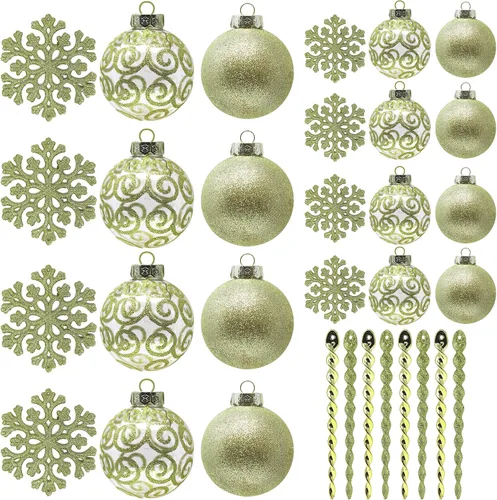 Miniatura 16 de Paquete de 28 adornos de bolas de Navidad doradas y plateadas para decoraciones de árboles - Juego de bolas de plástico irrompibles, carámbanos