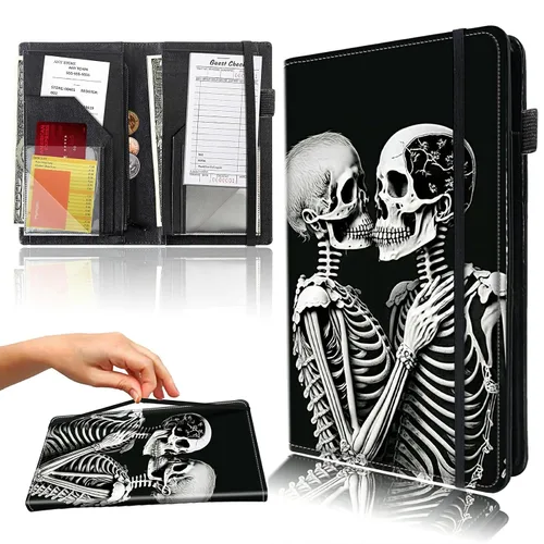 Miniatura 21 de Libro para camarera con bolsillo con cremallera, de piel sintética, lindo libro para camarera, libros de servidor, restaurante, soporte para cheques