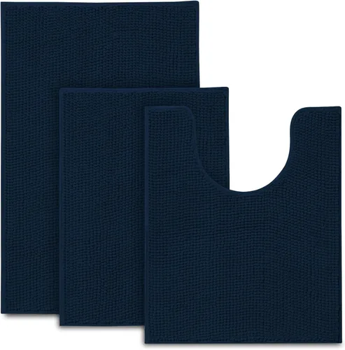 Miniatura 11 de Urvoix Juegos de Alfombras de Baño de 3 Piezas, Alfombra de Baño de Chenilla Antideslizante - Ultra Suave, Lavable, Tapete de Baño Súper Absorbente