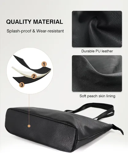 Miniatura 6 de Marvolia Bolso grande Bolsos de mano para mujer, de piel sintética, bolso de mano de trabajo con cremallera