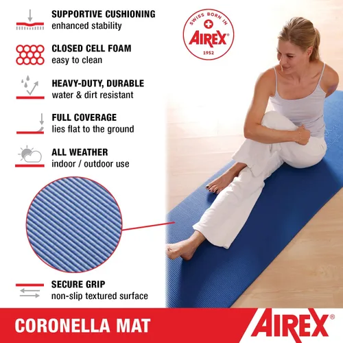 Miniatura 2 de AIREX Tapete oficial de Coronella – Esterilla de entrenamiento en casa para rehabilitación, entrenamiento de fuerza, aeróbicos, fitness acuático